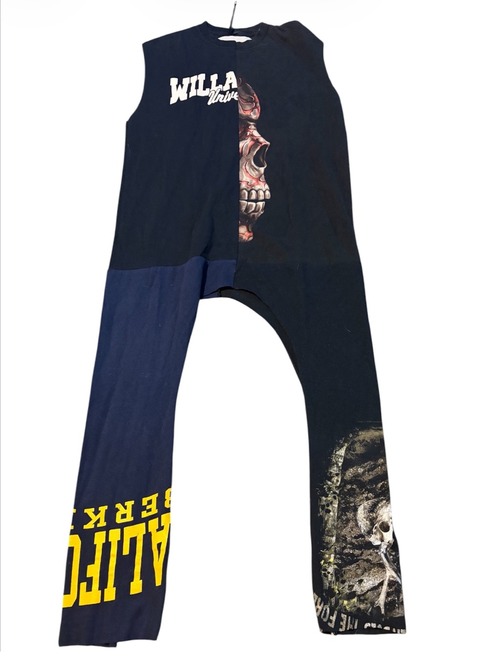 Conner ives Patchwork Skull Jumpsuit in Black & Navy